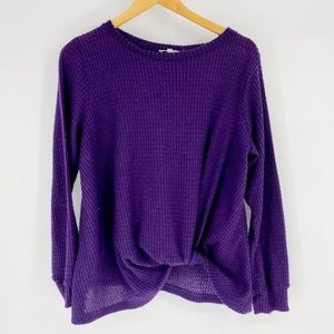 Pleione Purple Light Soft Waffle Knit Sweater